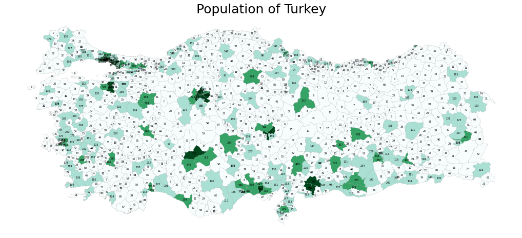 Turkey's Population Heatmap 1/1000